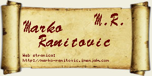 Marko Ranitović vizit kartica